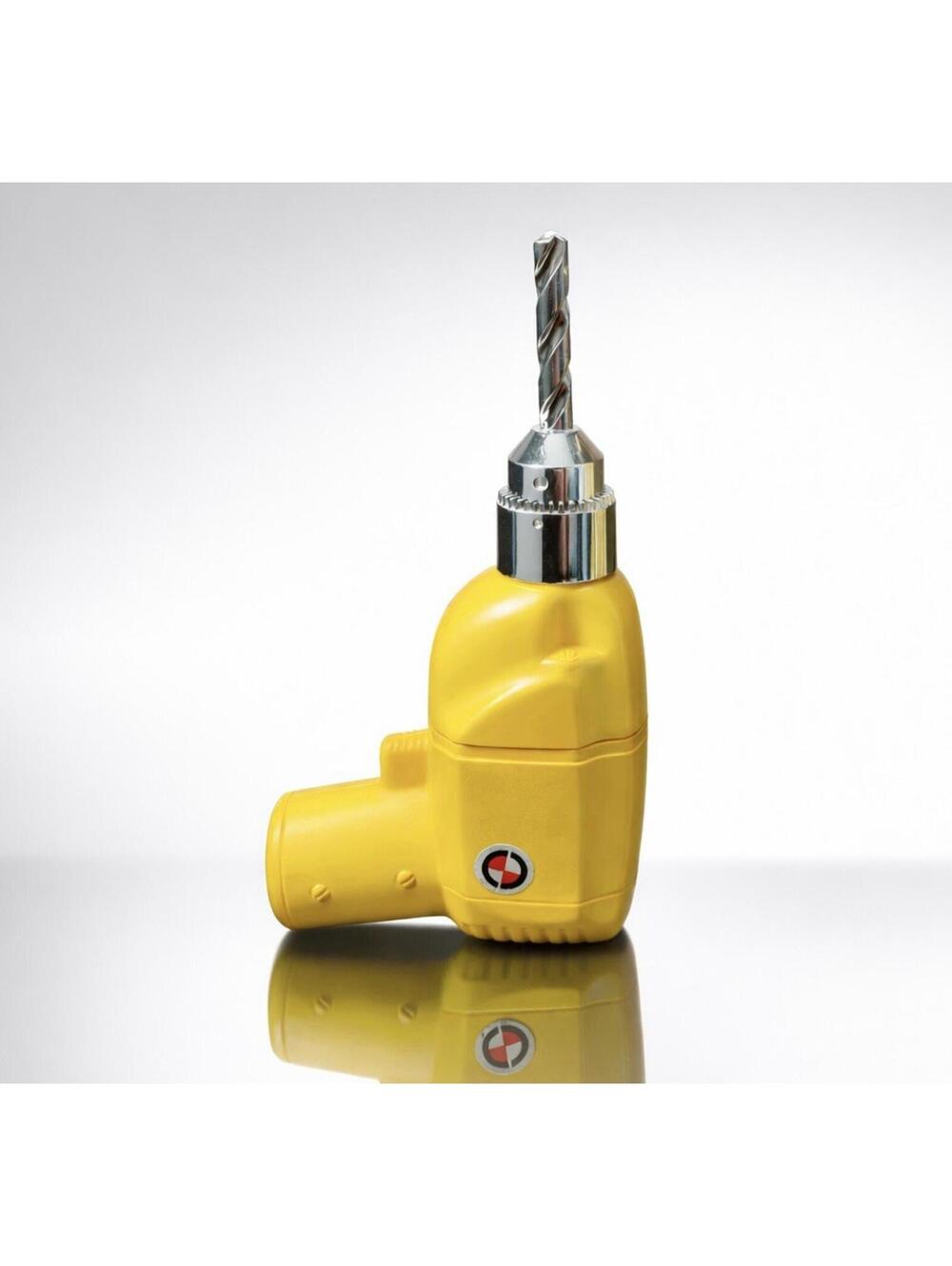 Avon 1970s Yellow Power Drill Wild Country After Shave Figural Bottle, 6.5x3.5”